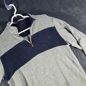 Lands' End 1/4 Zip‎ Pullover Sweater Color Block Casual Comfy Mens M
